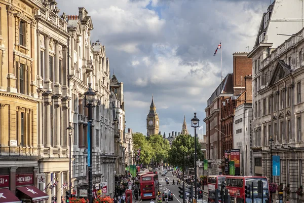 London UK Big Ben in the back from Withehall street — Stock Photo, Image