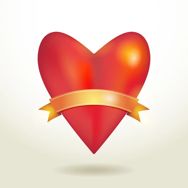 Rosso lucido cuore lucido — Vettoriale Stock
