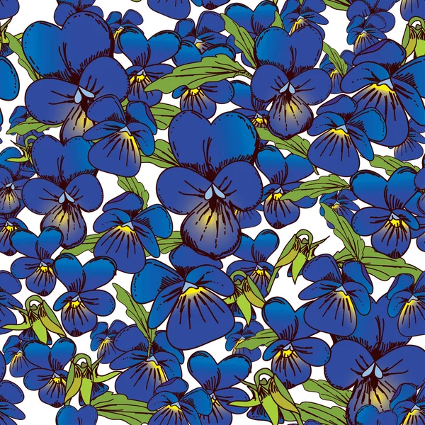 Flowers seamless blue pattern — Stock Vector