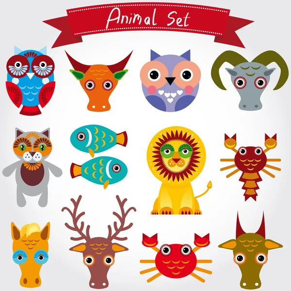 Animals art collection — Stock Vector