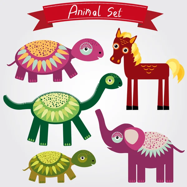 Cute animal set — Stock Vector