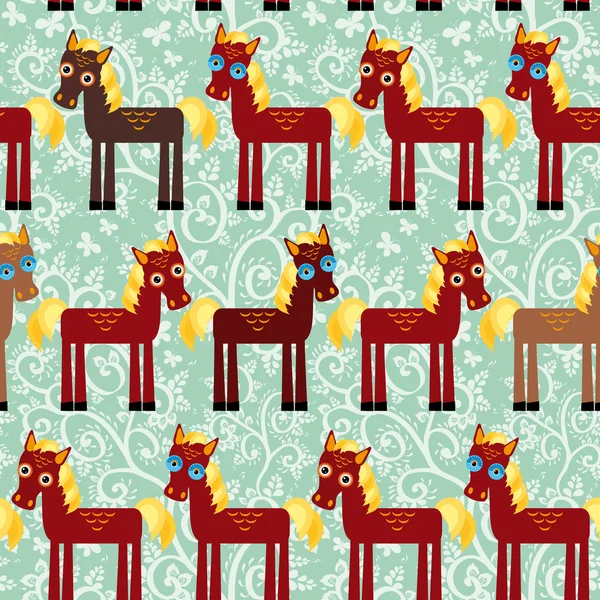 Brown horse  seamless pattern. — Stock Vector