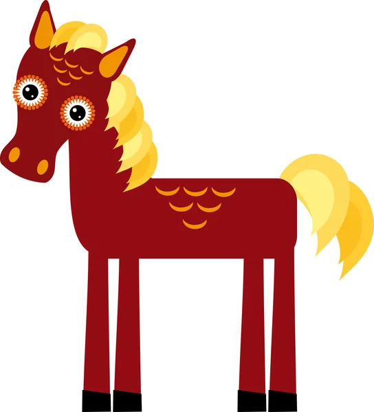 Caballo marrón con melena amarilla — Vector de stock