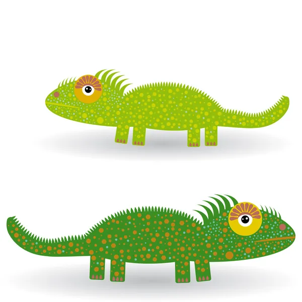 Iguanes verts drôles — Image vectorielle