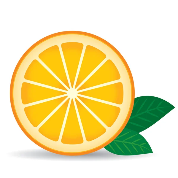 Апельсин с зелеными листьями — стоковый вектор