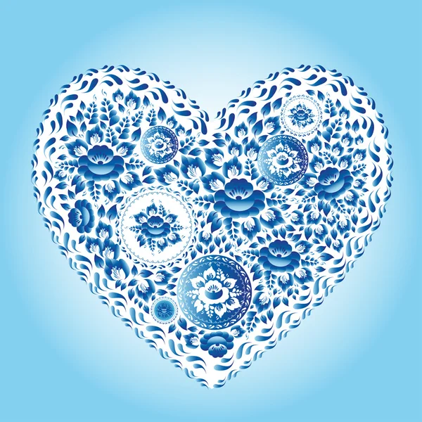 Romantique fleurs bleues coeur — Image vectorielle
