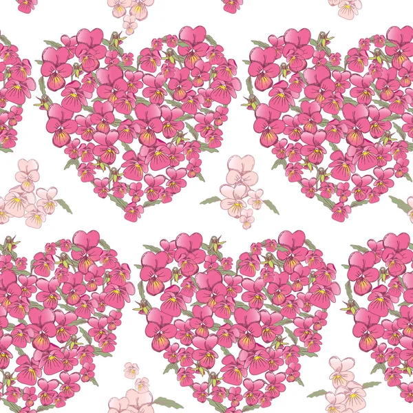 Ροζ καρδιά της pansies — Διανυσματικό Αρχείο