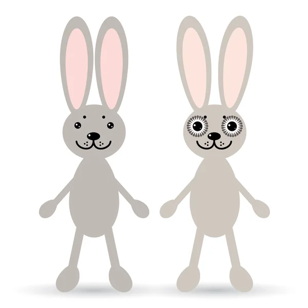 Set of two cute rabbits — Stock Vector