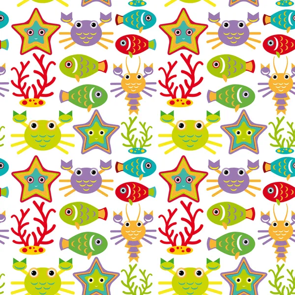 Marine animals Seamless pattern — Stock Vector