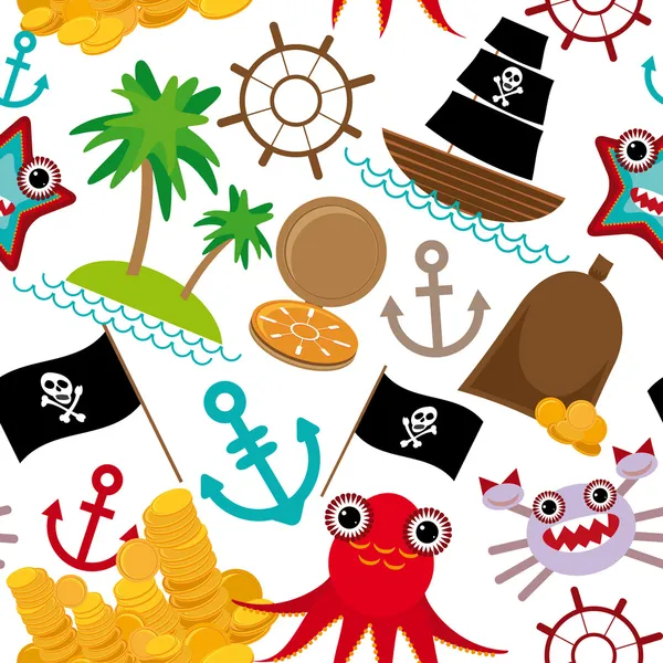 Marine seamless pirate pattern — Stock Vector