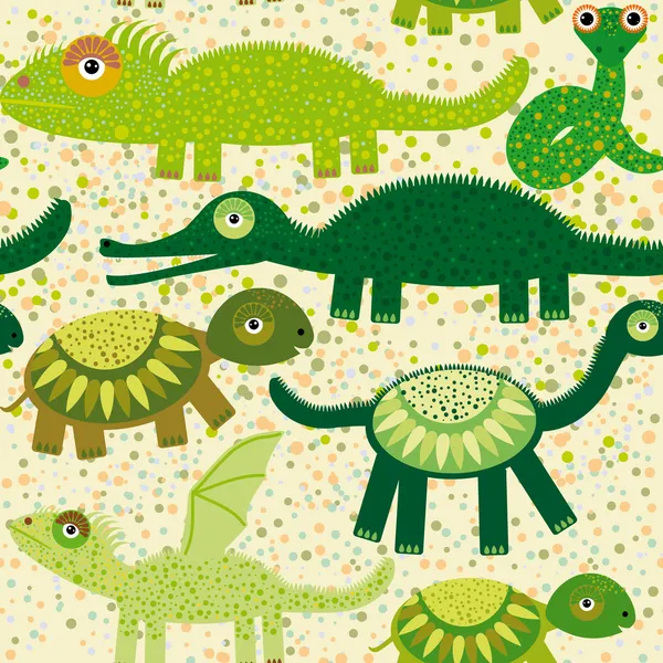 Krokodil, sköldpadda, drake, iguana och orm. — Stock vektor