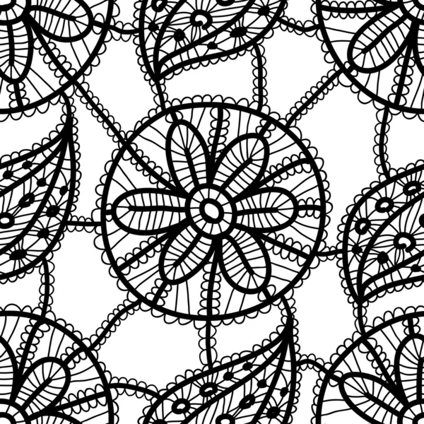 Flores negras Patrón de encaje — Archivo Imágenes Vectoriales