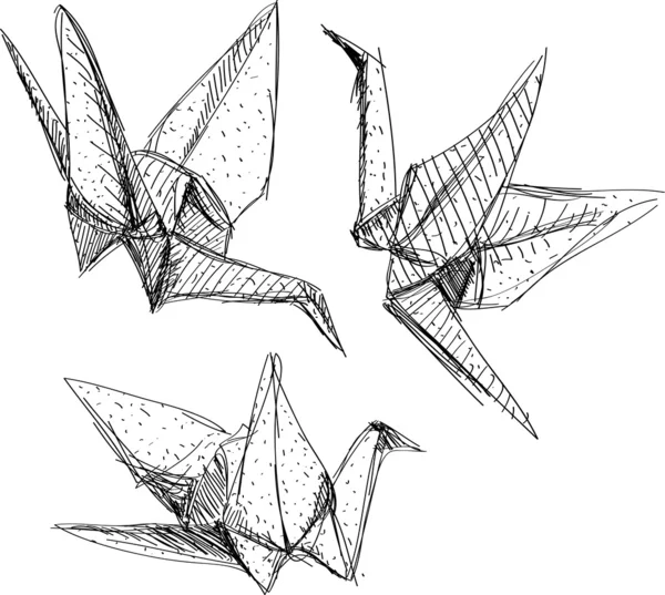 Origami papier kranen — Stockvector