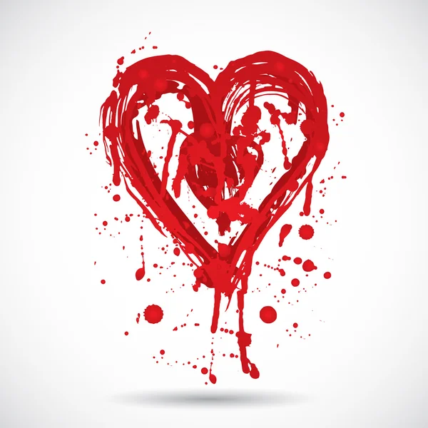 Grunge világos piros szív. — Stock Vector