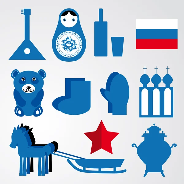 Ícones russos Conjunto de viagens —  Vetores de Stock