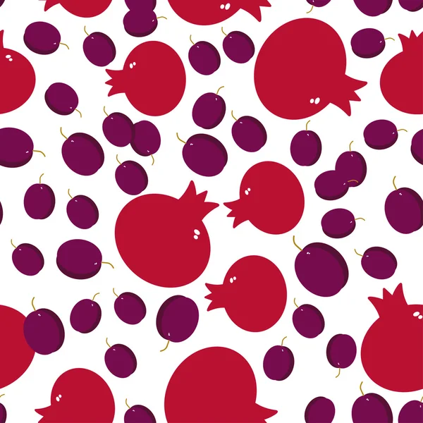 Pomegranate and plum pattern — Stock Vector