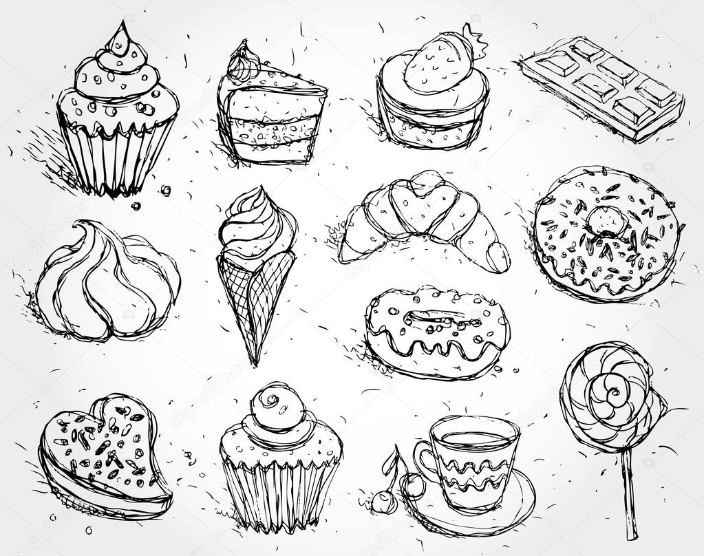 Hand drawn confectionery set