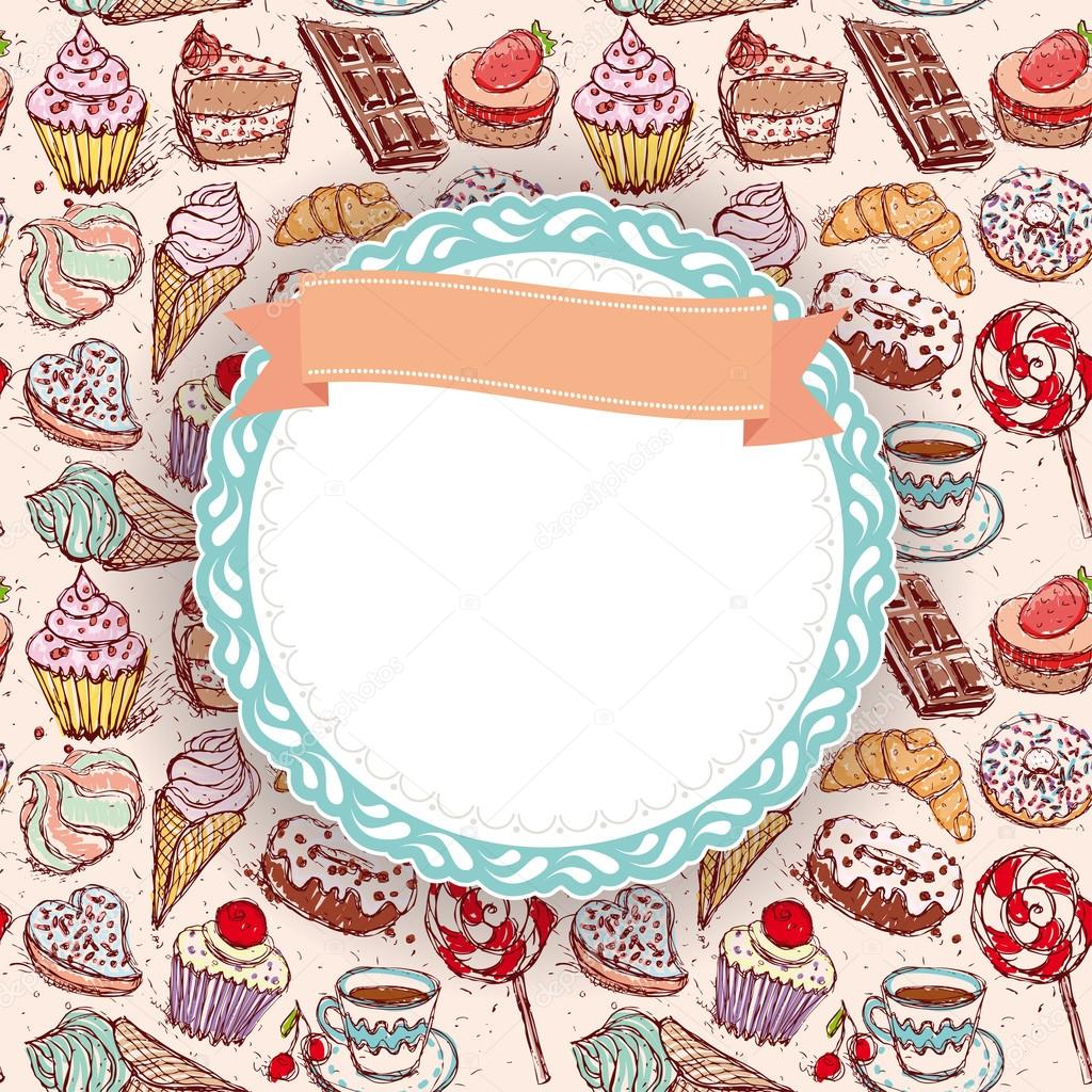 Hand drawn Cupcakes pattern