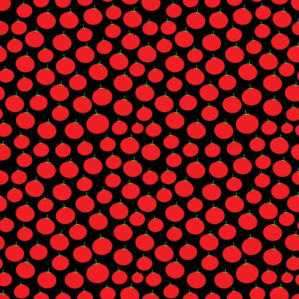 Patrón Sin Costuras Con Tomates Rojos Tendencia Fondo Negro Temporada — Vector de stock