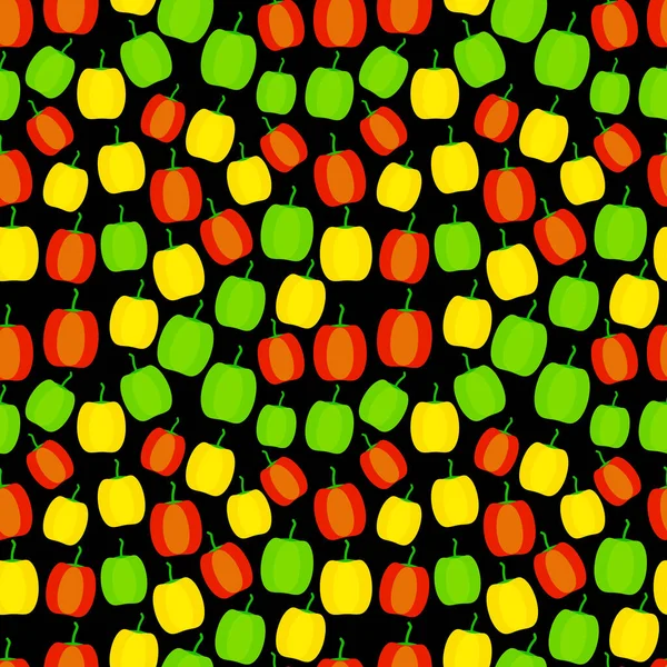 Patrón Sin Costuras Con Verde Rojo Amarillo Pimiento Sobre Fondo — Vector de stock