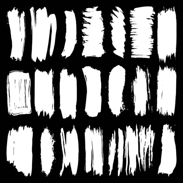 Coups Pinceau Blanc Collection Style Scandinave Abstrait Sur Fond Noir — Image vectorielle