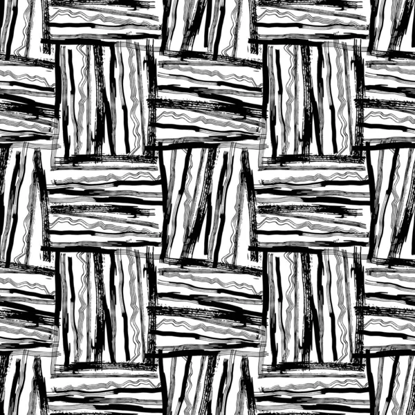 Απρόσκοπτη Μοτίβο Λευκές Μαύρες Γραμμές Τετράγωνα Πινελιές Σχέδιο Αφηρημένη Απλή — Διανυσματικό Αρχείο