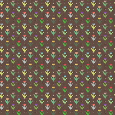 8 bit çiçek vektör desen