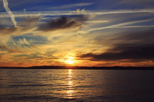 Coucher Soleil Sur Mer Dans Sud Croatie — Photo
