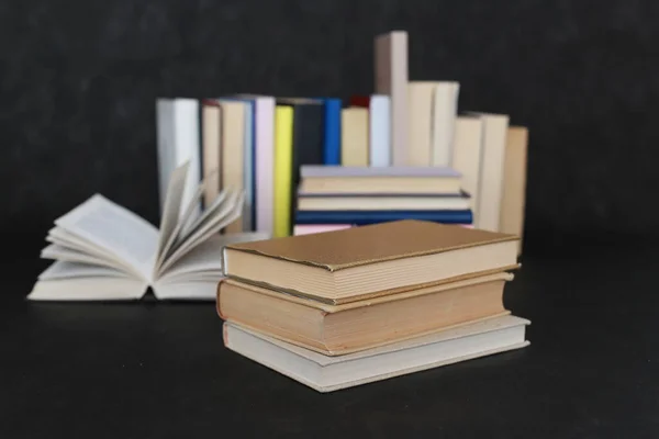 Stack Books Black Background — Stock Photo, Image