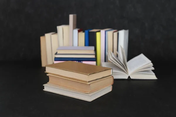 Books Black Background — Stock Photo, Image