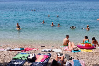 Makarska, Hırvatistan, 22 Mart 2022 Hırvatistan 'ın güneyindeki ünlü turizm beldesi 