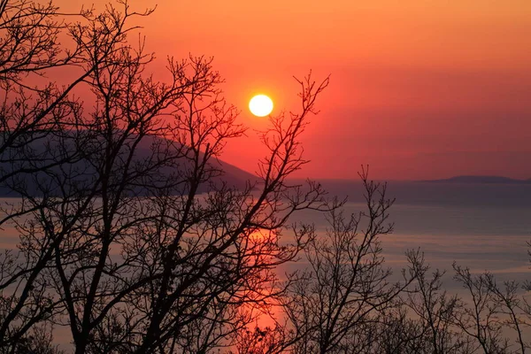 Coucher Soleil Sur Mer Adriatique Croatie — Photo