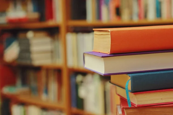 Stack Books Table Library — Stock Photo, Image