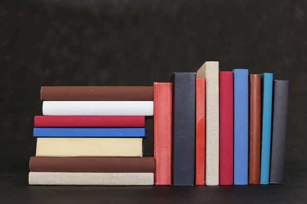 Stack Books Black Background — Stock Photo, Image