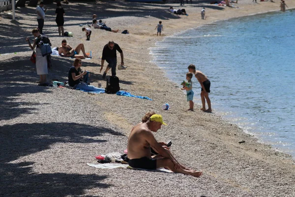 Makarska Croatia May 2022 Tourists Enjoy International Holiday Work Beaches — Photo