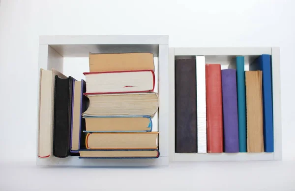 Books White Boxes White Background — Stock Photo, Image