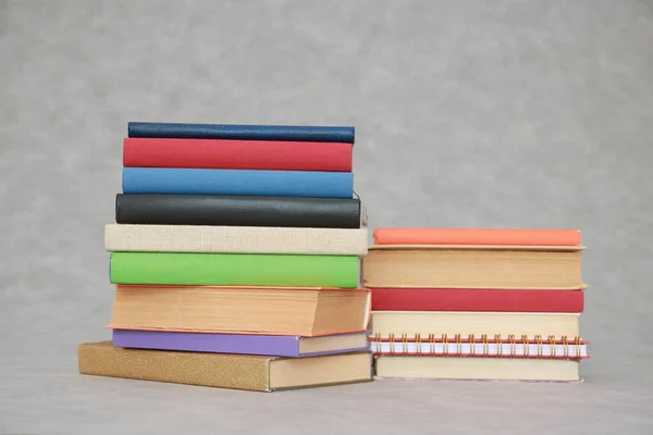 Stack Books Grey Background — Stock Photo, Image