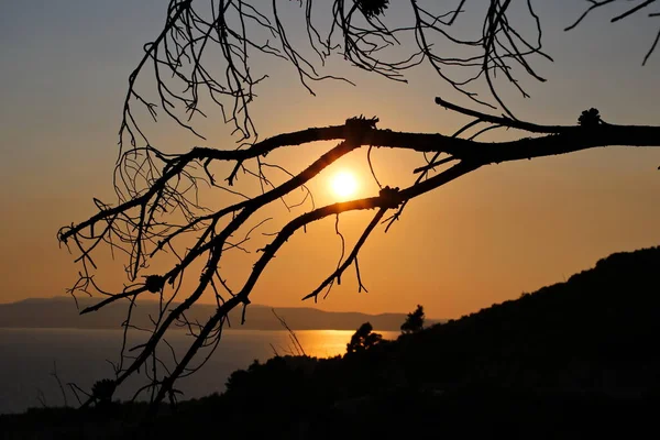 Pôr Sol Sobre Mar Adriático — Fotografia de Stock