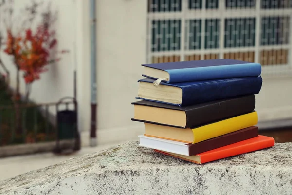 Libros Pared Frente Escuela —  Fotos de Stock