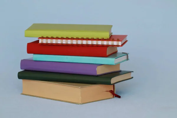 Stack Books Blue Background — Stock Photo, Image