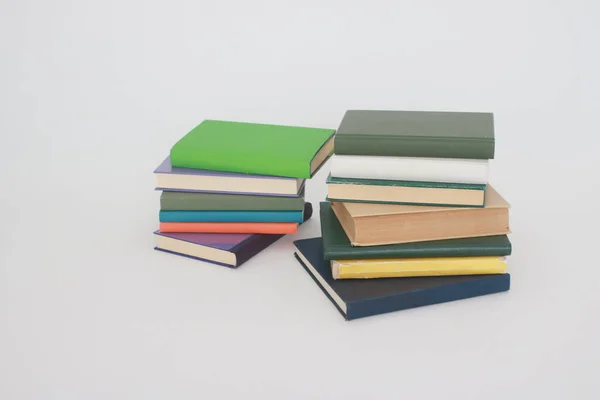 Stack School Books White Badkground — Stock Photo, Image