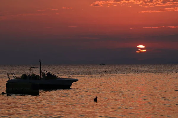 Pôr Sol Sobre Mar Adriático — Fotografia de Stock