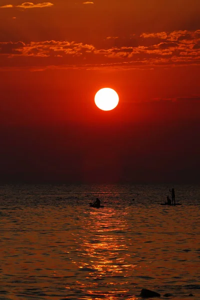 Puesta Sol Sobre Mar Adriático — Foto de Stock