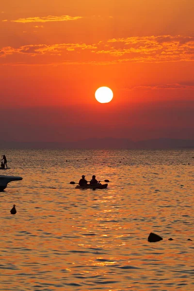 Puesta Sol Sobre Mar Adriático —  Fotos de Stock