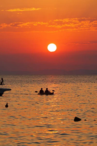 Pôr Sol Sobre Mar Adriático — Fotografia de Stock