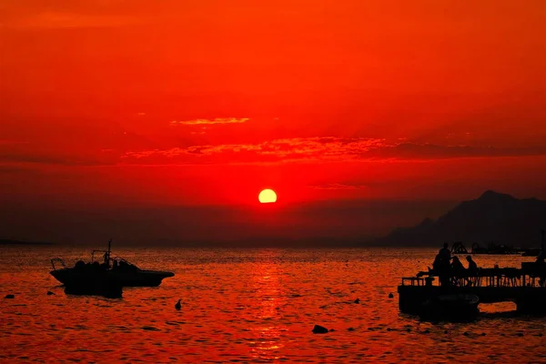 Puesta Sol Sobre Mar Adriático — Foto de Stock