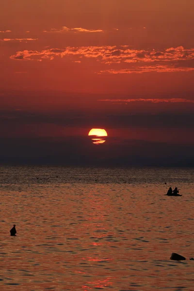 Coucher Soleil Sur Mer Adriatique — Photo