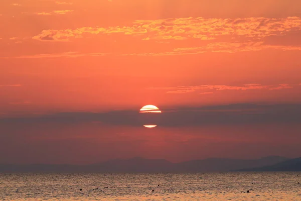 Puesta Sol Sobre Mar Adriático — Foto de Stock