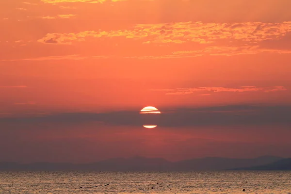 Puesta Sol Sobre Mar Adriático — Foto de Stock