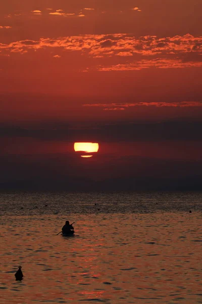 Puesta Sol Sobre Mar Adriático —  Fotos de Stock